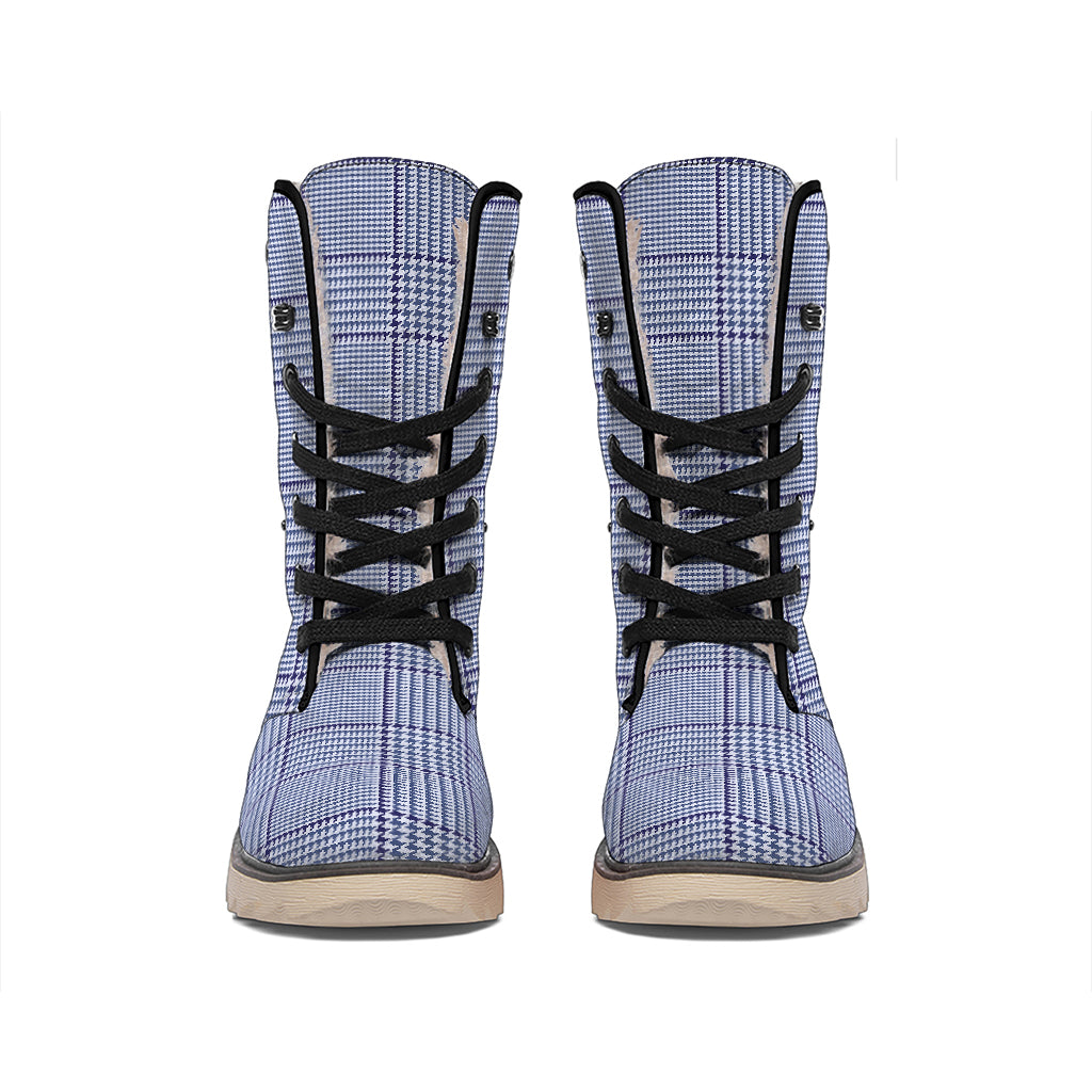 Blue Prince of Wales Check Print Winter Boots