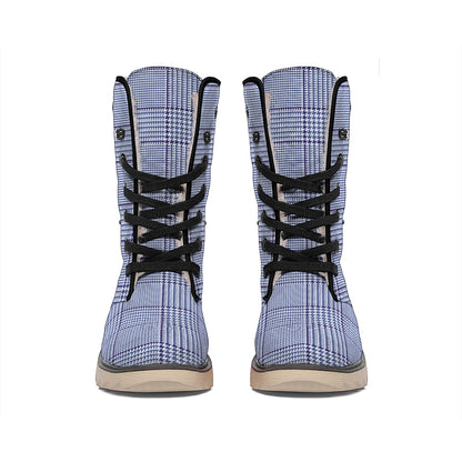 Blue Prince of Wales Check Print Winter Boots