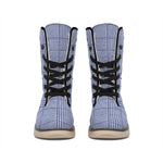 Blue Prince of Wales Check Print Winter Boots
