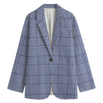 Blue Prince of Wales Check Print Women's Blazer