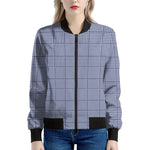 Blue Prince of Wales Check Print Women's Bomber Jacket