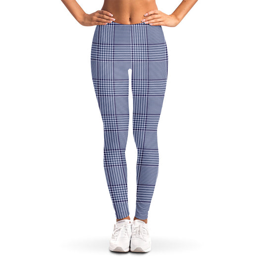 Blue Prince of Wales Check Print Women's Leggings