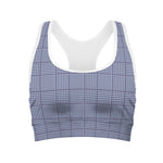 Blue Prince of Wales Check Print Women's Sports Bra