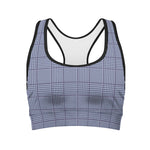 Blue Prince of Wales Check Print Women's Sports Bra