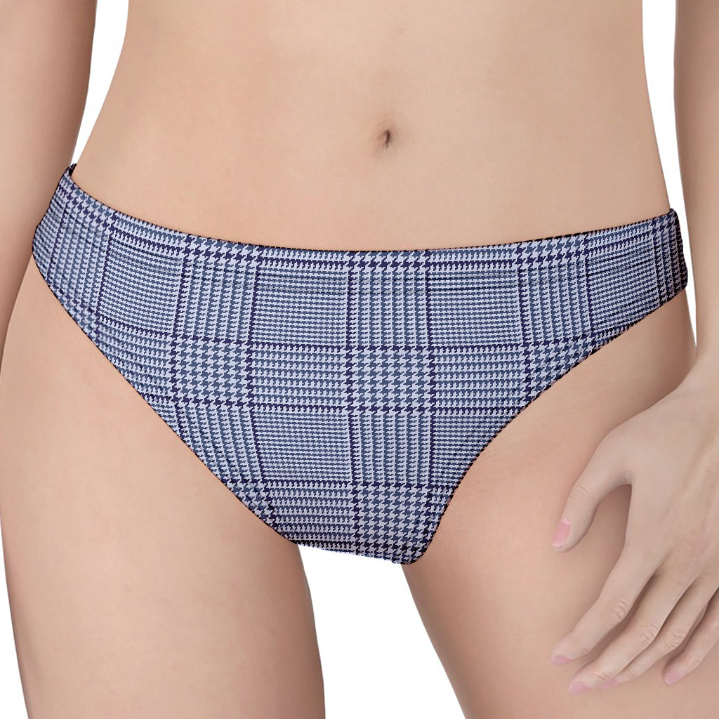 Blue Prince of Wales Check Print Women's Thong