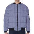 Blue Prince of Wales Check Print Zip Sleeve Bomber Jacket