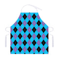 Blue Purple And Black Argyle Print Adjustable Apron