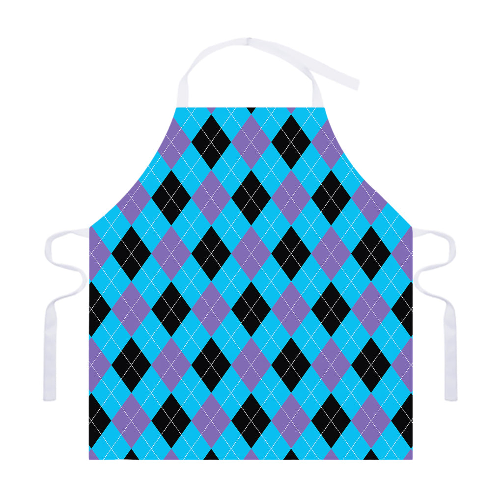 Blue Purple And Black Argyle Print Adjustable Apron