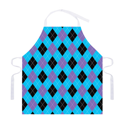 Blue Purple And Black Argyle Print Adjustable Apron