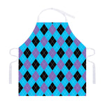Blue Purple And Black Argyle Print Adjustable Apron