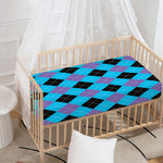 Blue Purple And Black Argyle Print Baby Crib Sheet