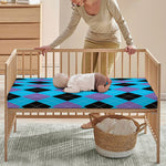 Blue Purple And Black Argyle Print Baby Crib Sheet