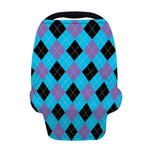 Blue Purple And Black Argyle Print Baby Seat Cover