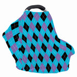 Blue Purple And Black Argyle Print Baby Seat Cover