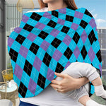 Blue Purple And Black Argyle Print Baby Seat Cover