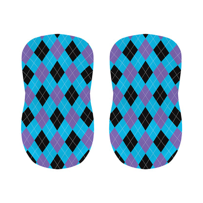 Blue Purple And Black Argyle Print Bar Stool Covers
