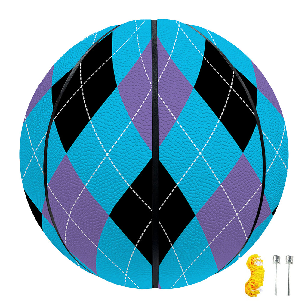 Blue Purple And Black Argyle Print Basketball