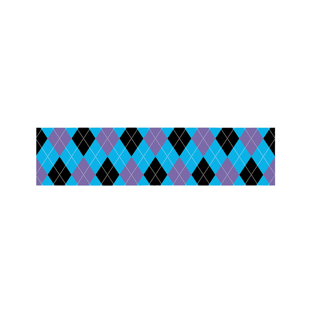 Blue Purple And Black Argyle Print Bed Runner