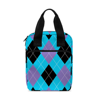 Blue Purple And Black Argyle Print Bible Tote Bag