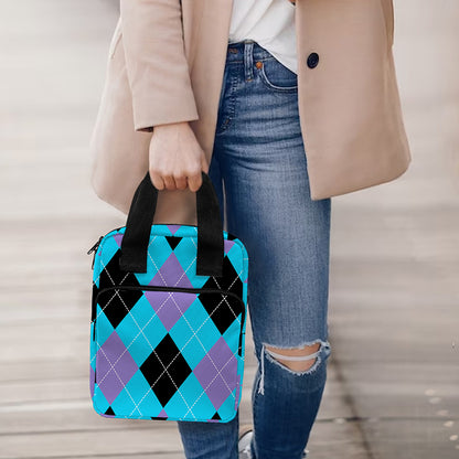 Blue Purple And Black Argyle Print Bible Tote Bag