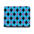 Blue Purple And Black Argyle Print Bifold Wallet