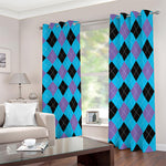 Blue Purple And Black Argyle Print Blackout Grommet Curtains