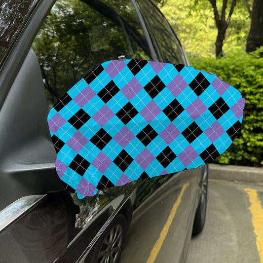 Blue Purple And Black Argyle Print Car Side Mirror Covers