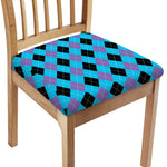 Blue Purple And Black Argyle Print Chair Cushion Cover