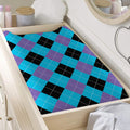 Blue Purple And Black Argyle Print Changing Pad Cover