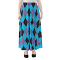 Blue Purple And Black Argyle Print Chiffon Maxi Skirt