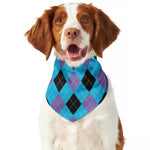 Blue Purple And Black Argyle Print Dog Bandana