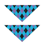 Blue Purple And Black Argyle Print Dog Bandana