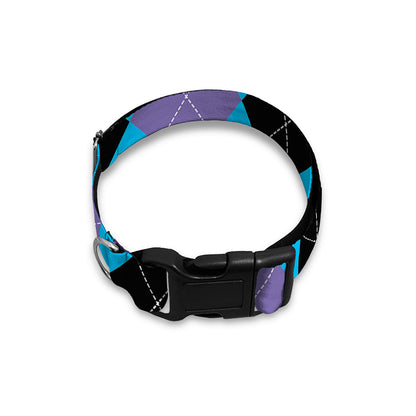 Blue Purple And Black Argyle Print Dog Collar