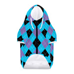Blue Purple And Black Argyle Print Dog Zip Up Hoodie