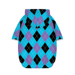 Blue Purple And Black Argyle Print Dog Zip Up Hoodie