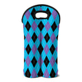 Blue Purple And Black Argyle Print Double Neoprene Wine Tote
