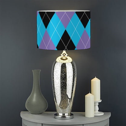 Blue Purple And Black Argyle Print Drum Lamp Shade