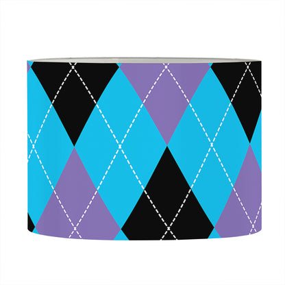 Blue Purple And Black Argyle Print Drum Lamp Shade