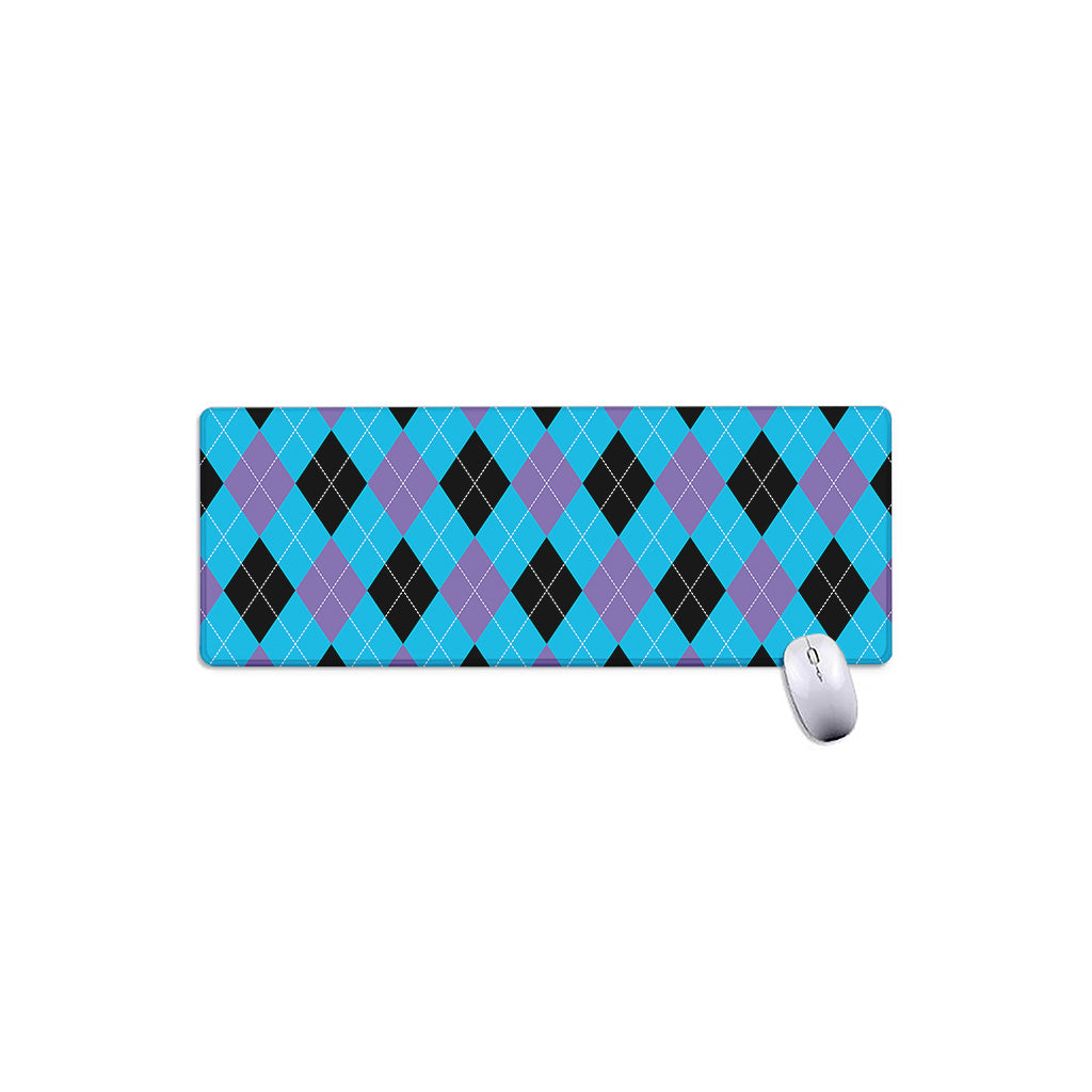 Blue Purple And Black Argyle Print Extended Mouse Pad