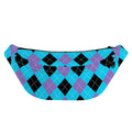 Blue Purple And Black Argyle Print Fanny Pack