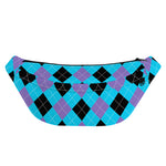 Blue Purple And Black Argyle Print Fanny Pack