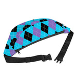 Blue Purple And Black Argyle Print Fanny Pack