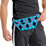 Blue Purple And Black Argyle Print Fanny Pack