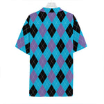 Blue Purple And Black Argyle Print Hawaiian Shirt