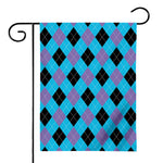 Blue Purple And Black Argyle Print House Flag
