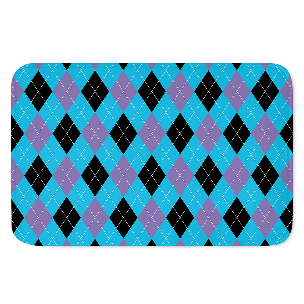 Blue Purple And Black Argyle Print Indoor Door Mat