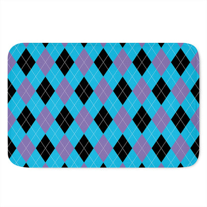 Blue Purple And Black Argyle Print Indoor Door Mat
