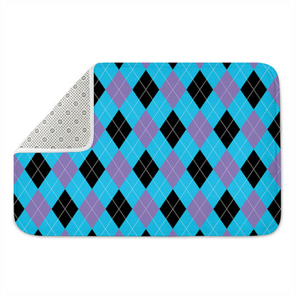 Blue Purple And Black Argyle Print Indoor Door Mat