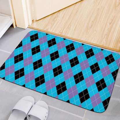 Blue Purple And Black Argyle Print Indoor Door Mat