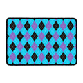 Blue Purple And Black Argyle Print Kitchen Mat